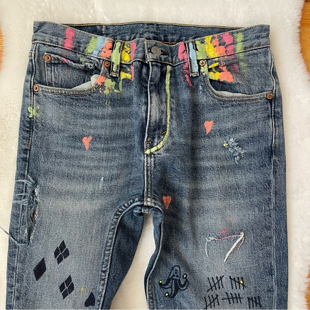 LEVI’S 511 straight leg distressed jeans denim - Picture 11 of 15